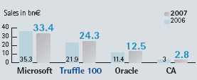 European, software vendors growth, 2008